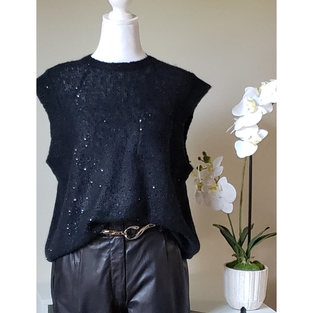 Brand New Atm Anthony Thomas Melillo Sequined Knit Top With A Tag